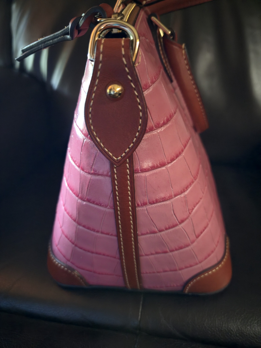 Dooney & Bourke Pink Croc-Embossed Satchel - Picture 7 of 7